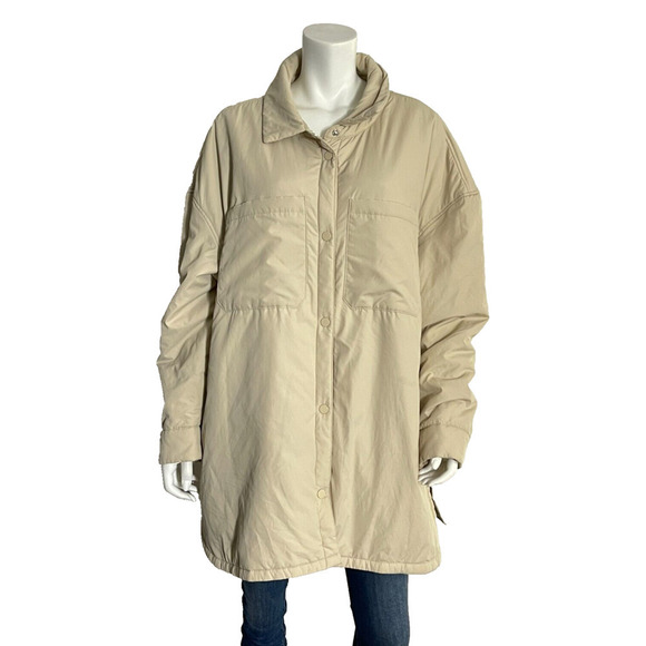 Abercrombie & Fitch XL Jacket Oversized Puffer Shacket Beige Gorpcore Parka - Picture 1 of 8
